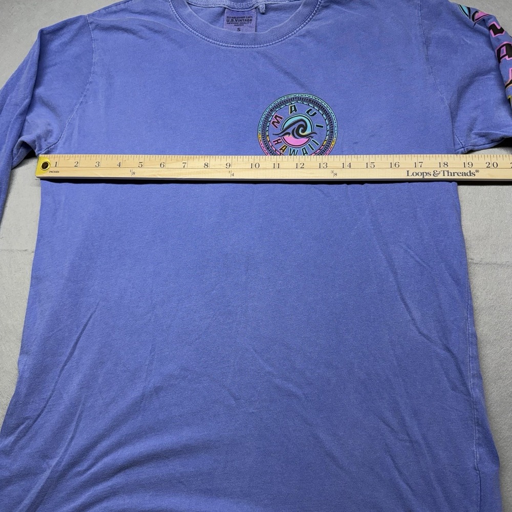 U.S Vintage Maui Hawaii Long Sleeve T-Shirt Size S Washed Blue - Picture 5 of 8